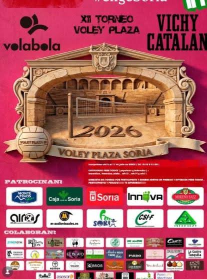 Cartel oficial del XII Torneo Voley Plaza Soria 2026